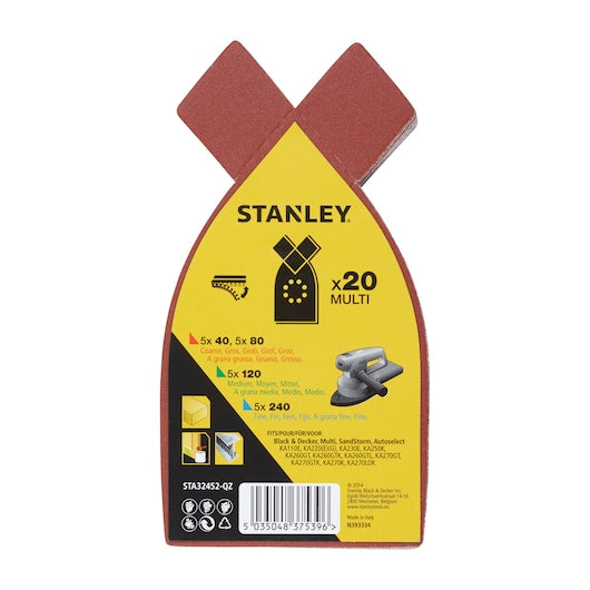 Lixas Stanley (STA32452-QZ) de grãos mistos para lixadeira multifuncional Black & Decker® (pacote com 20)