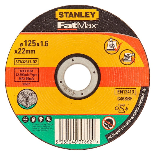 Disco de corte de metal plano y delgado Stanley (STA32617-QZ) FATMAX® de 125 x 22,2 x 1,6 mm