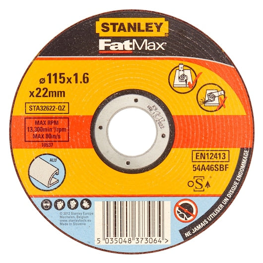 Stanley (STA32622-QZ) FATMAX® 115 x 22.23 x 1.6mm Thin Flat Aluminum Cutting Bonded Disc