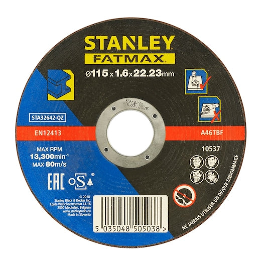 Disco de corte de metal fino e plano Stanley (STA32642-QZ) FATMAX® 115x22,2x1,6mm