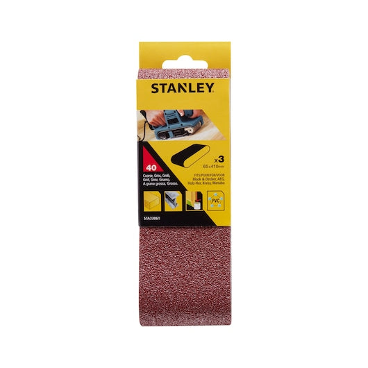 Lixas de cinta Stanley (STA33061-XJ) 65 x 410 mm, grão 40 (pacote com 3)
