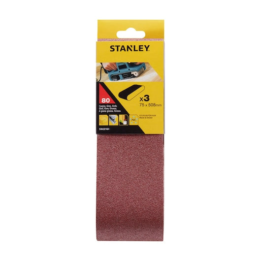 Lixas de cinta Stanley (STA33161-XJ) 75 x 510 mm, grão 80 (pacote com 3)