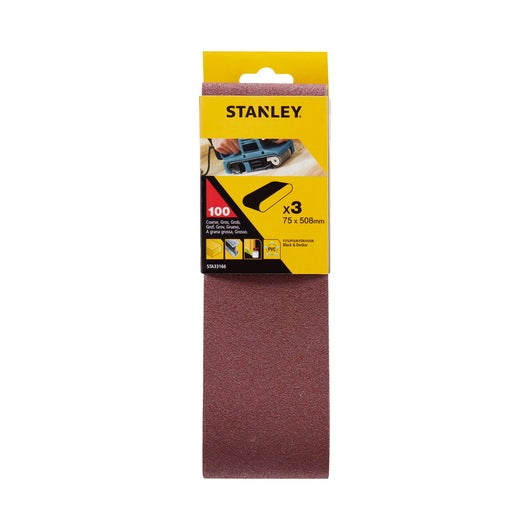 Bandas de lija Stanley (STA33166-XJ) de 75 x 510 mm y 100 g (paquete de 3)