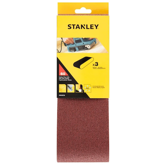 Lixas de cinta Stanley (STA33276-XJ) 100 x 620 mm, grão 60 (pacote com 3)