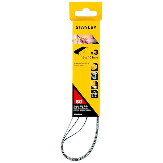 Cintas Stanley (STA33316-XJ) Powerfile de zircônio para metal, 60g, 13x455mm (3 unidades)