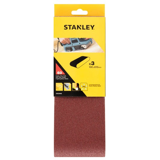 Lixas de cinta Stanley (STA33446-XJ) 100 x 610 mm, 60 g (pacote com 3)