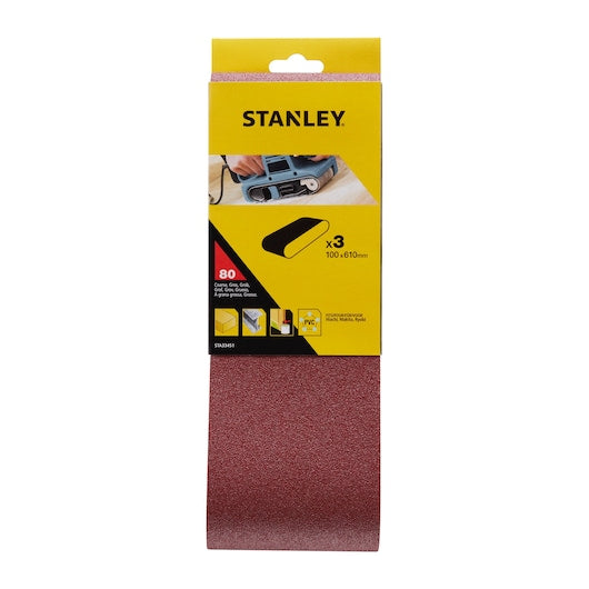 Lixas de cinta Stanley (STA33451-XJ) 100 x 610 mm, 80 g (pacote com 3)