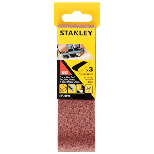 Lixas de cinta Stanley (STA33501-XJ) 40 x 305 mm, grão 60 (pacote com 3)