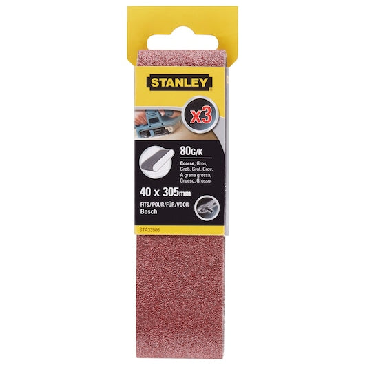 Stanley (STA33506-XJ) 40 x 305mm 80g Sanding Belts (3 Pk)