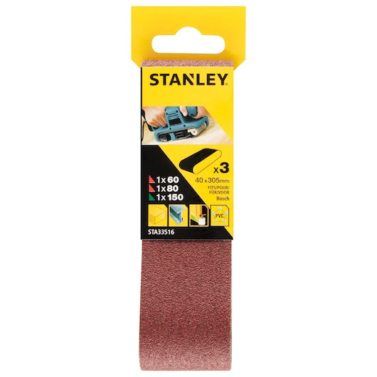Lixas de cinta Stanley (STA33516-XJ) 40 x 305 mm, 60, 80, 150 g (pacote com 3)