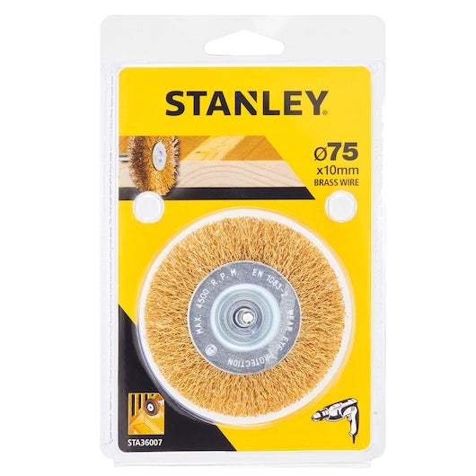 Stanley (STA36007-XJ) Brass Coated Wire Wheel 75x10mm, 10mm Thick