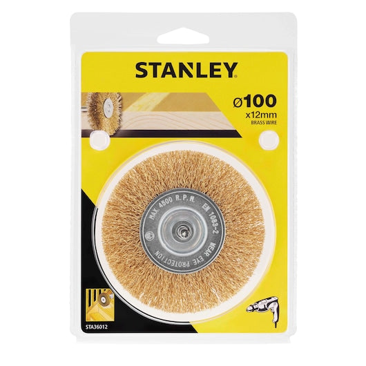 Escova de arame revestida de latão Stanley (STA36012-XJ) de 12 mm, 100 x 10 mm