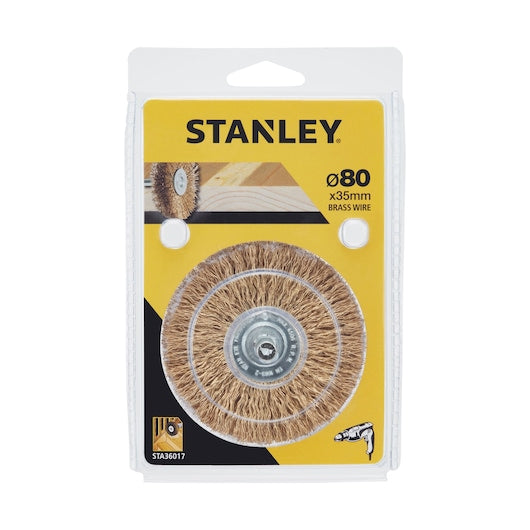 Escova de arame revestida de latão Stanley (STA36017-XJ), 80 x 40 mm, 35 mm de espessura