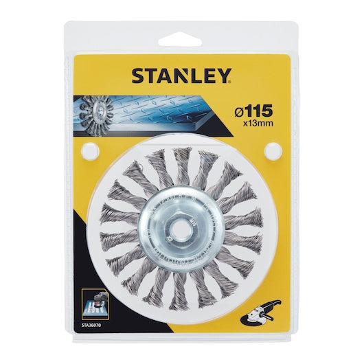 Copo de arame de aço com nó torcido Stanley (STA36070-XJ) 115 mm, furo de 22 mm