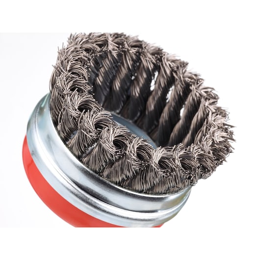 Stanley (STA36105-XJ) Copa de alambre de acero con nudo torcido de 95 mm, orificio de 22 mm