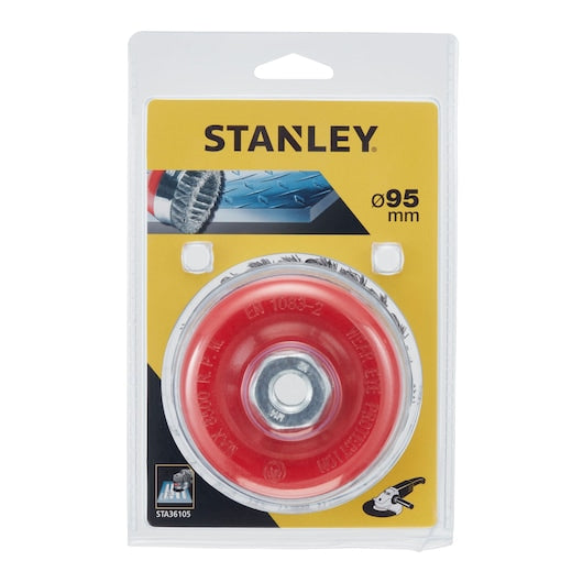Stanley (STA36105-XJ) Copa de alambre de acero con nudo torcido de 95 mm, orificio de 22 mm
