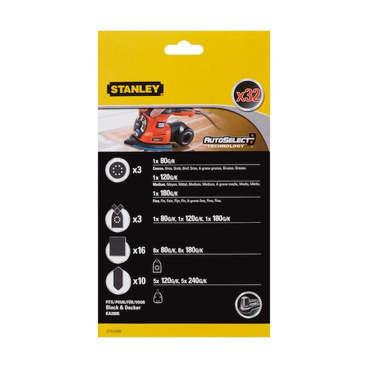 Lixas Stanley (STA37095-XJ) de grãos variados para lixadeira multifuncional Black & Decker® (pacote com 32)