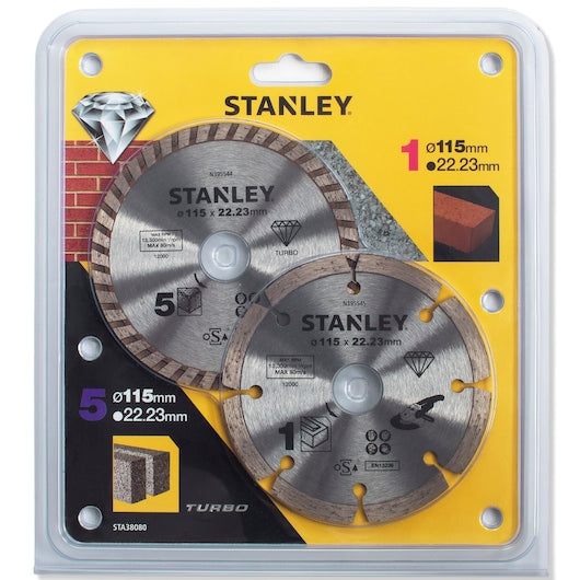 Stanley (STA38080-XJ) 2x Diamond Cutting Blade Set 115mmx22.23mm