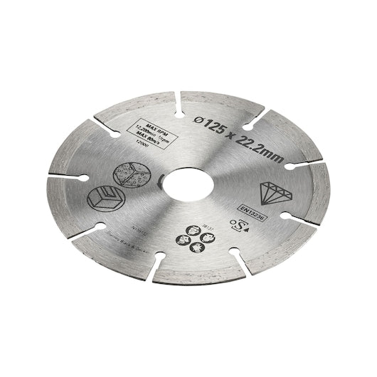 Hoja de diamante con borde segmentado Stanley (STA38137-XJ) de 125 x 22,23 mm para corte de hormigón