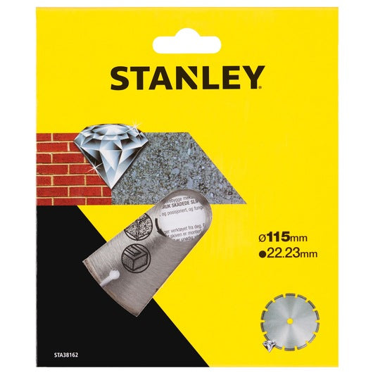 Hoja de diamante con borde segmentado Stanley (STA38162-XJ) de 115 x 22,23 mm para corte de piedra