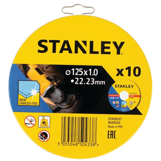 Stanley (STA38257-XJ) Extra Thin Flat Stainless Steel Cutting Bonded Disc, 125x22.23x1mm (10 Pk)