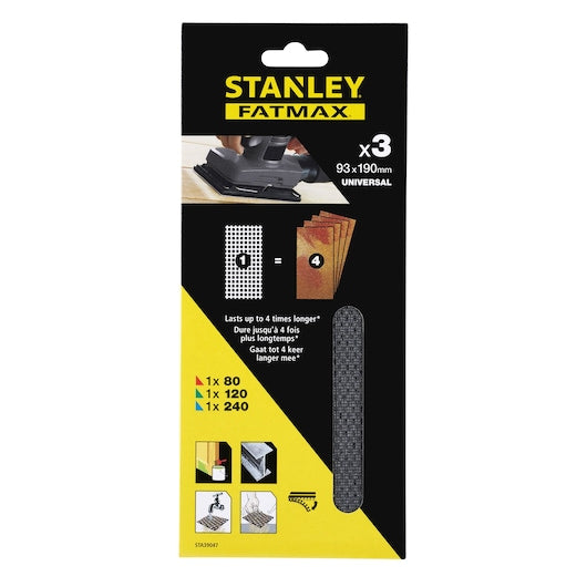 Stanley (STA39047-XJ) FATMAX® Lixa de Encaixe Rápido de 1/3 de Folha (Pacote com 3)