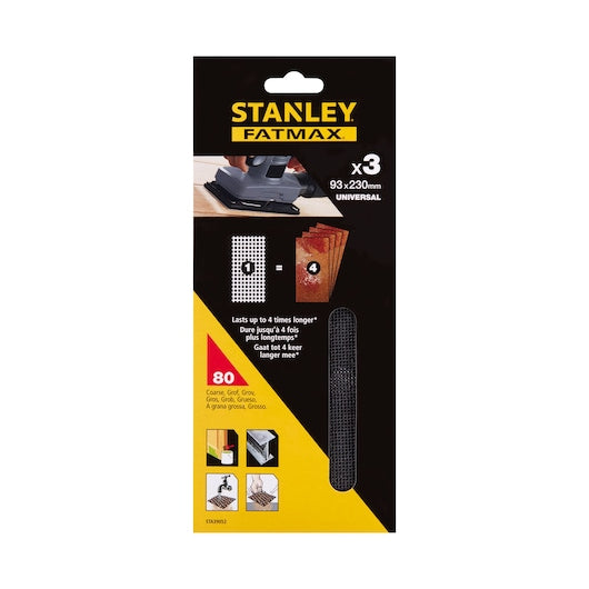 Stanley (STA39052-XJ) FATMAX® 93 x 230mm 80g 1/3 Sheet Sanding Mesh (3 Pk)