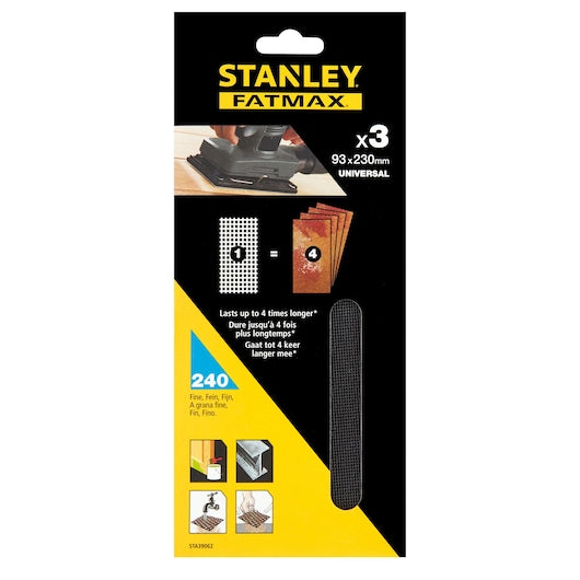 Stanley (STA39062-XJ) FATMAX® 93 x 230 mm 240 g 1/3 de folha de lixa (pacote com 3)