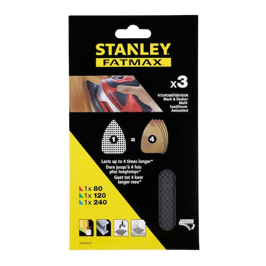 Lixa de malha Stanley (STA39107-XJ) FATMAX® para lixadeira multifuncional Black + Decker® (pacote com 3)