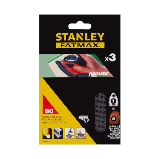 Stanley (STA39122-XJ) FATMAX® Tela de lixa 80g para lixadeira de detalhes MOUSE® (pacote com 3)
