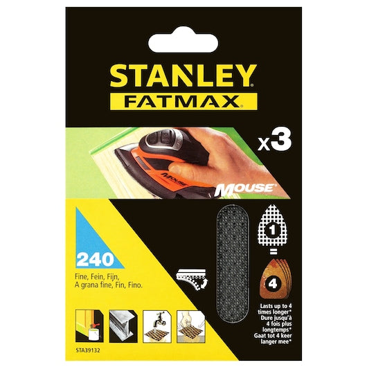 Stanley (STA39132-XJ) FATMAX® Tela de lixa 240g para lixadeira de detalhes MOUSE® (pacote com 3)