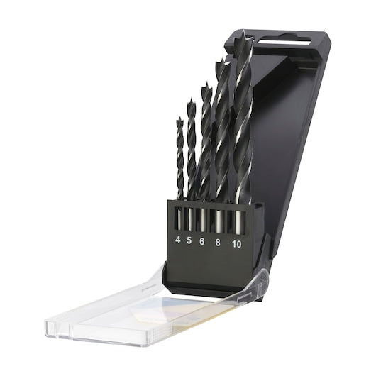 Conjunto de 5 brocas para madeira Stanley (STA56001-QZ) de 4 a 10 mm com ponta Bradpoint.