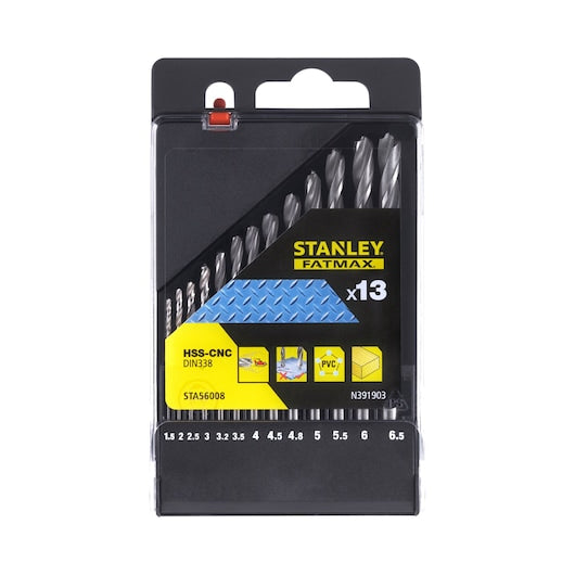 Cassete de brocas de precisão para metal Stanley (STA56008-QZ) FATMAX® 1,5 - 6,5 mm (13 peças)