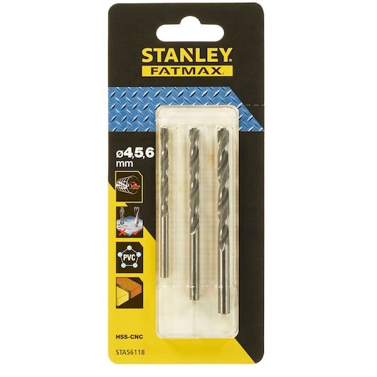 Jogo de 3 brocas de precisão para metal Stanley (STA56118-XJ) FATMAX® de 4 a 8 mm