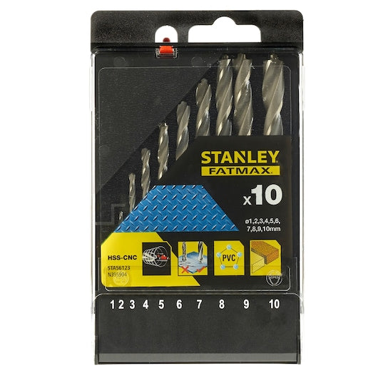 Cassete de brocas de precisão para metal Stanley (STA56123-XJ) FATMAX® com 10 peças, 1-10 mm