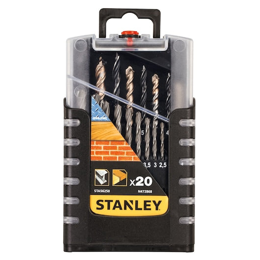 Stanley (STA56250-XJ) Conjunto Combinado de 20 Peças Bradpoint 4, 5, 6 e 8 mm Precisão para Alvenaria 4, 5, 6 e 8 mm HSS-CNC 1 - 6,5 pol. 0,5 mm