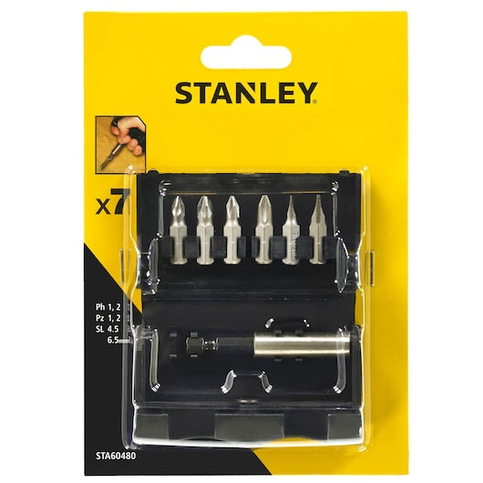 Juego de 6 puntas de destornillador Stanley (STA60480-XJ) de 25 mm con portapuntas magnético