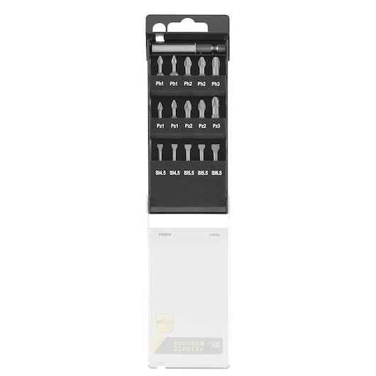 Jogo de 15 bits Stanley (STA60507-XJ) + 1. Suporte de bits magnético com torção.