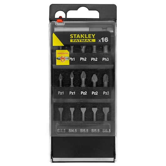 Jogo de 15 bits Stanley (STA60507-XJ) + 1. Suporte de bits magnético com torção.
