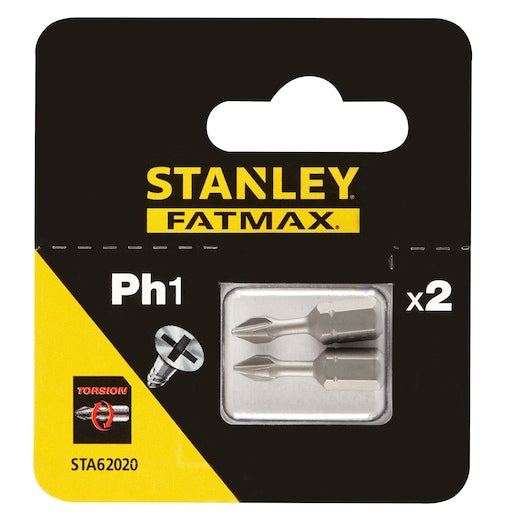Stanley (STA62020-XJ) FATMAX® 25mm PH1 Pontas de Chave de Fenda Torsional (Pacote com 2)