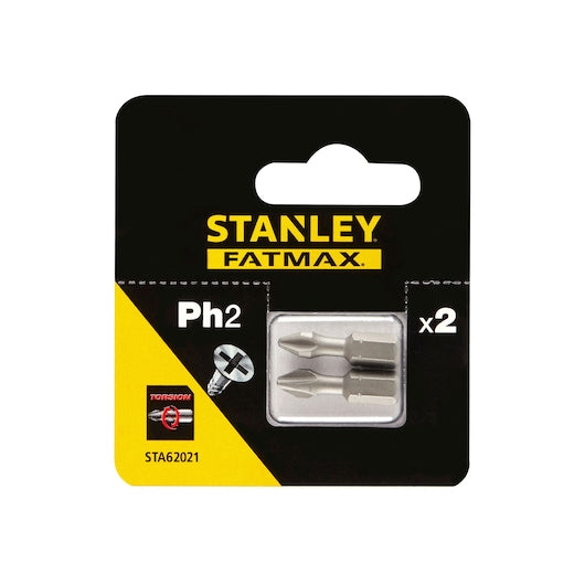 Stanley (STA62021-XJ) FATMAX® 25mm PH2 Pontas de Chave de Fenda Torsional (Pacote com 2)