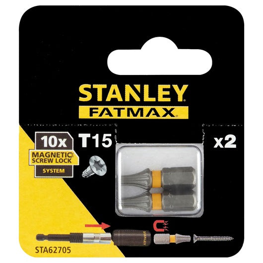 Stanley (STA62705-XJ) Bits de 25 mm T15 com trava de fenda (pacote com 2)