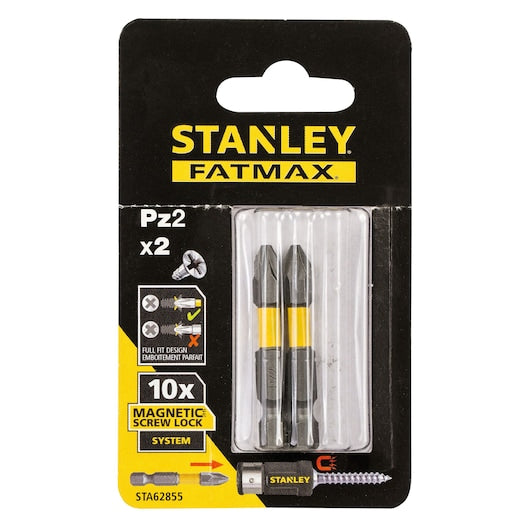 Ponta de chave de fenda Stanley (STA62855-XJ) FATMAX® 50mm Screwlock PZ2 x 2