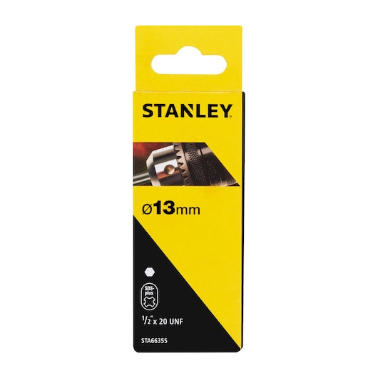 Mandril reversível Stanley (STA66355-QZ) de 13 mm com chave - 1/2" x 20 UNF e adaptador SDS+