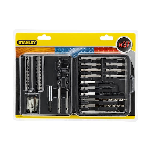Conjunto de 37 peças de brocas e aparafusadores com encaixe hexagonal misto Stanley (STA66418-XJ)