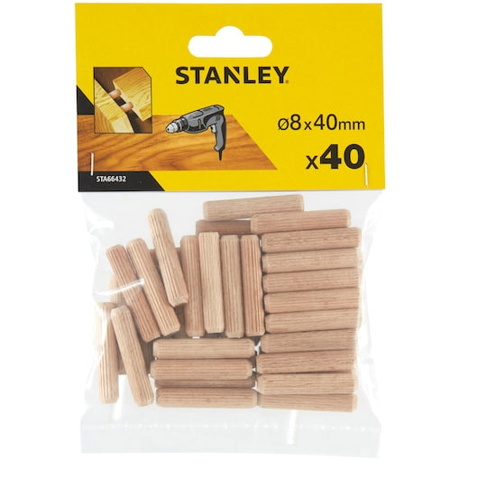 Stanley (STA66432-QZ) Pasadores de madera redondos de 8 x 40 mm x 40