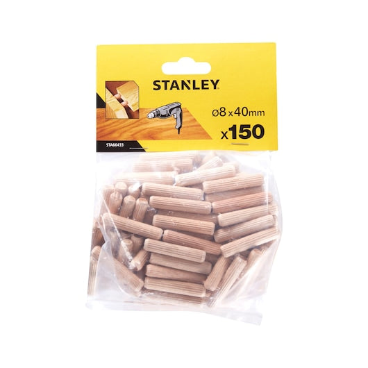Stanley (STA66433-QZ) Cavilhas de madeira redondas de 8 x 40 mm (pacote com 150)