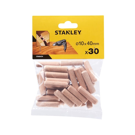 Stanley (STA66434-QZ) Cavilhas redondas de madeira de 10 x 40 mm (pacote com 30)