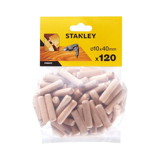 Cavilhas de madeira redondas Stanley (STA66435-QZ) 10 x 40 mm (pacote com 120)