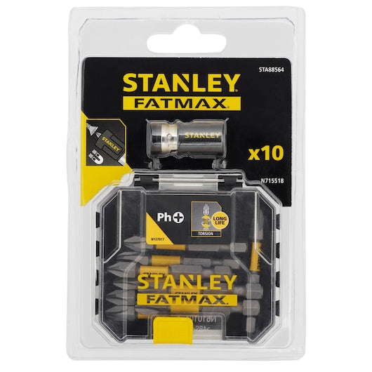Puntas de destornillador de torsión Stanley (STA88564-XJ) FATMAX® de 50 mm PH x10 con anillo magnético
